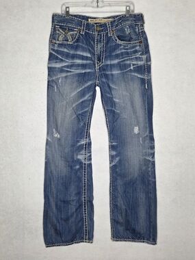 Big Star Jeans Mens 34 x 32 Voyager Loose Denim Distressed Faded Y2K Whiskers